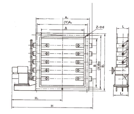 矩形電動百葉蝶閥結(jié)構(gòu)圖