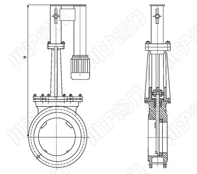 PZ273X、PZ273F、PZ273H、PZ273Y_電液動(dòng)刀型閘閥結(jié)構(gòu)圖