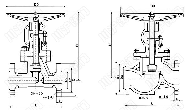 J41H、J41Y、J41W 國標(biāo)截止閥 結(jié)構(gòu)圖