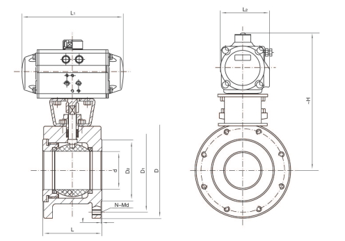 氣動對夾保溫球閥結(jié)構(gòu)圖