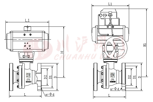 氣動襯氟球閥結構圖