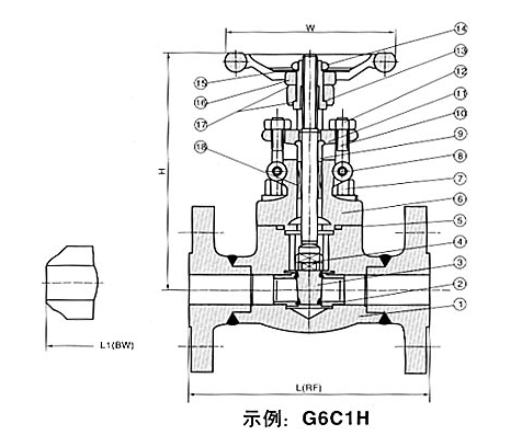 鍛鋼法蘭閘閥結(jié)構(gòu)圖